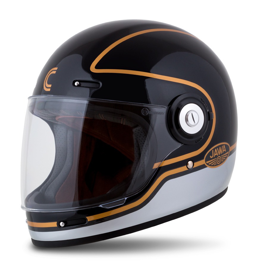 Full face helmet CASSIDA Fibre Jawa Sport black/ silver/ gold 2XL